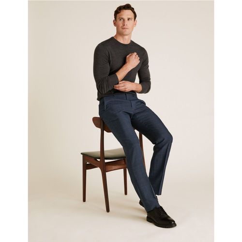 Regular Fit Wool Checked Trousers - Marks & Spencer - Modalova