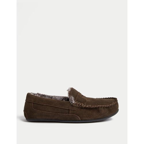Suede Slippers with Freshfeet™ brown - Marks & Spencer - Modalova
