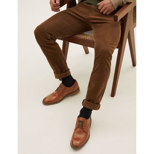 Leather Saffiano Print Derby Shoes brown - Marks & Spencer - Modalova