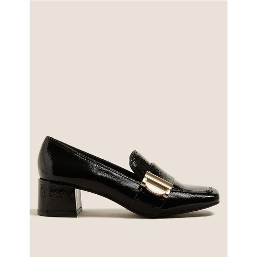 Leather Patent Buckle Block Heel Loafers - Marks & Spencer - Modalova