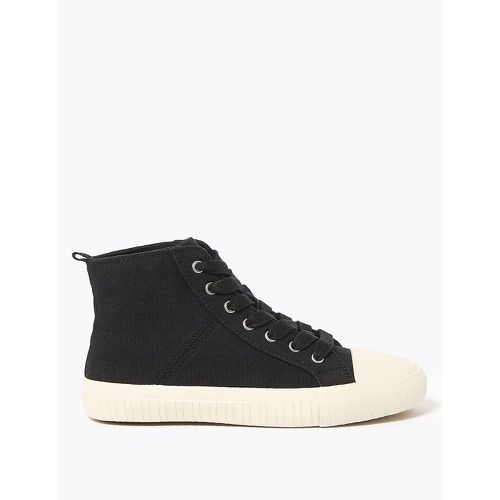 Canvas Lace Up High Top Trainers - Marks & Spencer - Modalova