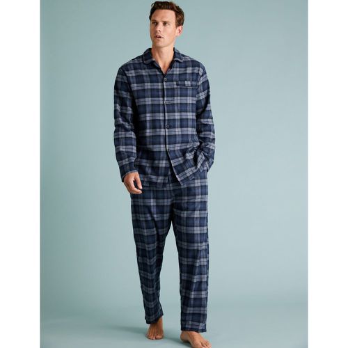 Brushed Cotton Checked Pyjama Set blue - Marks & Spencer - Modalova