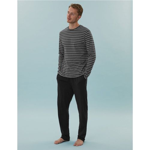 Pure Cotton Striped Pyjama Set grey - Marks & Spencer - Modalova