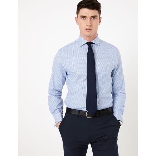 Regular Fit Pure Cotton Check Shirt blue - Marks & Spencer - Modalova