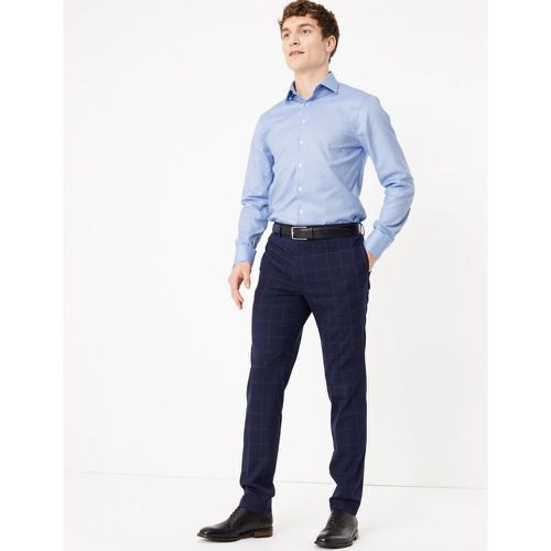 Slim Fit Cotton Dogtooth Shirt blue - Marks & Spencer - Modalova