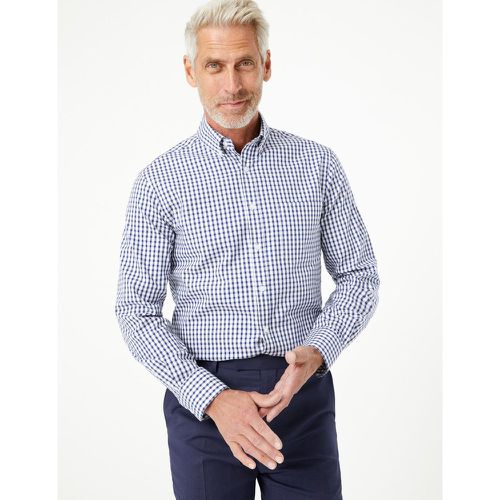 Tailored Fit Easy Iron Gingham Shirt navy - Marks & Spencer - Modalova