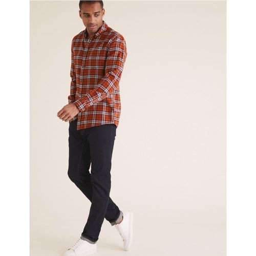 Pure Cotton Flannel Check Shirt orange - Marks & Spencer - Modalova