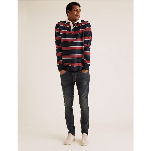 Cotton Striped Long Sleeve Rugby Top navy - Marks & Spencer - Modalova