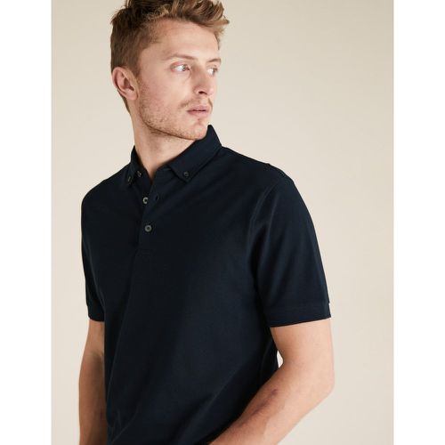 Pure Cotton Pique Polo Shirt navy - Marks & Spencer - Modalova