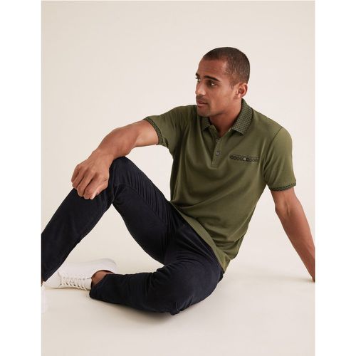 Pure Cotton Jacquard Collar Polo Shirt green - Marks & Spencer - Modalova