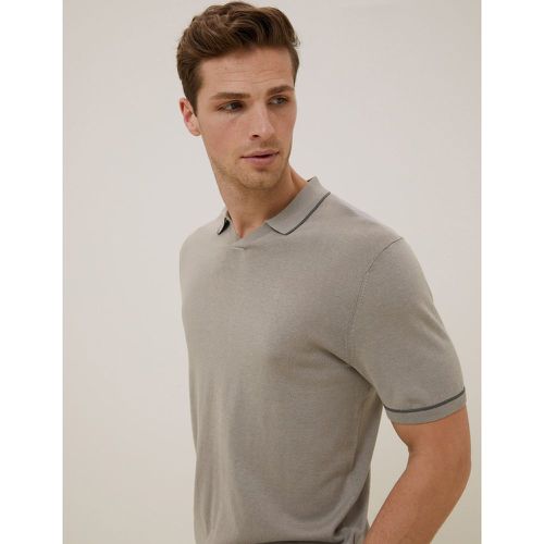Silk Cotton Blend Knitted Polo Shirt - Marks & Spencer - Modalova