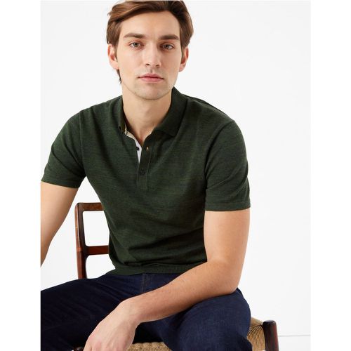 Cotton Knitted Polo Shirt green - Marks & Spencer - Modalova