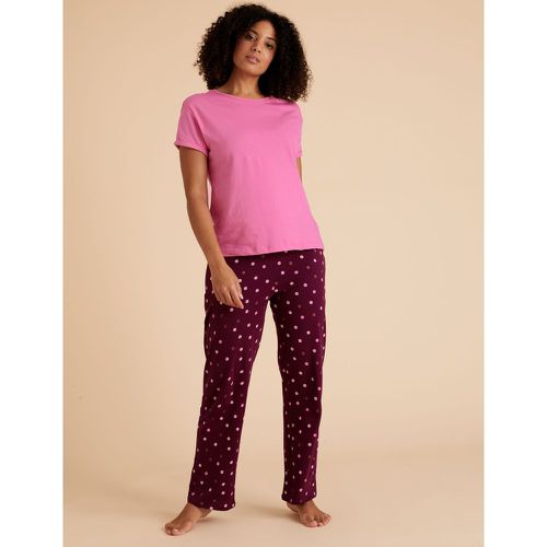 Cotton Polka Dot Short Sleeve Pyjama Set purple - Marks & Spencer - Modalova