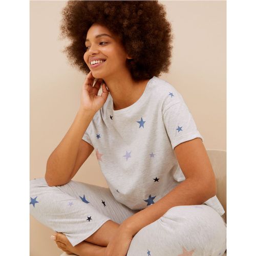 Star Print Short Sleeve Pyjama Set beige - Marks & Spencer - Modalova