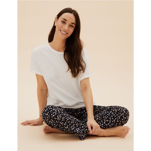 Pure Cotton Floral Print Pyjama Set navy - Marks & Spencer - Modalova