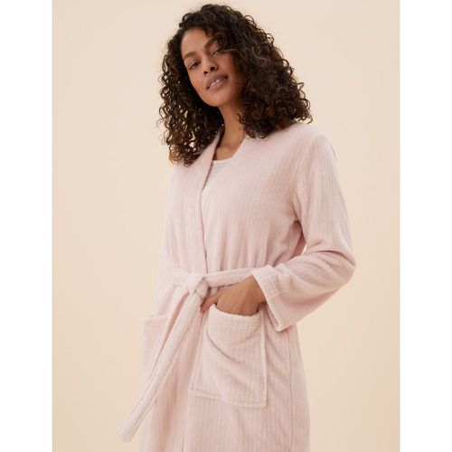 Fleece Ribbed Dressing Gown pink - Marks & Spencer - Modalova