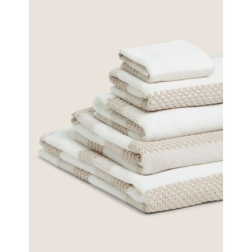 Pure Cotton Striped Textured Towel beige - Marks & Spencer - Modalova