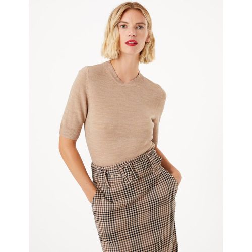 Textured Knitted Crew Neck Short Sleeve Top brown - Marks & Spencer - Modalova