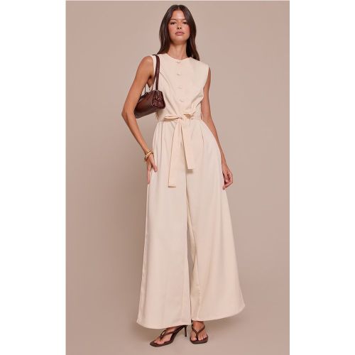 Combinaison large tissée à boutons et ceinture nouée | Taille 38 - PrettyLittleThing - Modalova