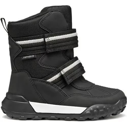 Die Nylon-Winterstiefel mit Klettverschluss für Kinder der Marke Geox, Modell Trekkyup ABX, sind das ideale Accessoire, um die Herausforderungen des - MAG10857123 - Modalova