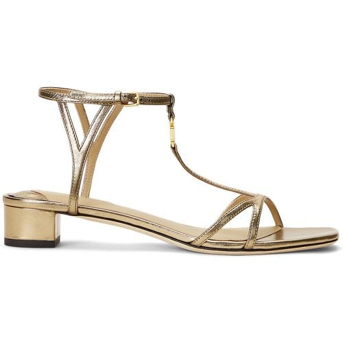 Fallon Metallic Leather Sandals with Block Heel - Lauren Ralph Lauren - Modalova