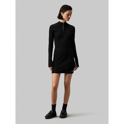 Cotton Bodycon Mini Dress with CK Logo and Long Sleeves - Calvin Klein Jeans - Modalova