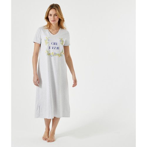 Slogan Print Cotton Nightshirt in Jersey - Anne weyburn - Modalova