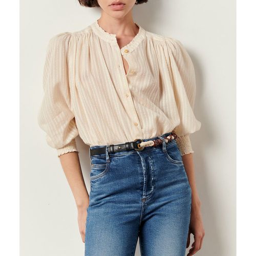 Amalia Ruffle Collar Blouse with 3/4 Length Puff Sleeves - SESSUN - Modalova