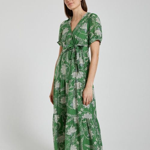 Printed Midaxi Dress with Wrapover Neck - SEE U SOON - Modalova