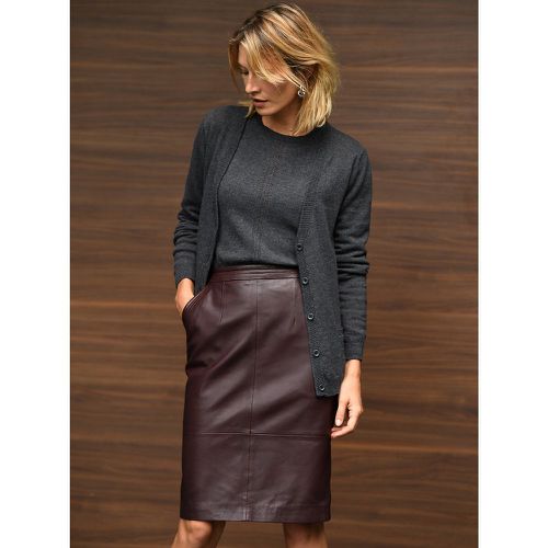 Knee-Length Straight Skirt in Leather - Anne weyburn - Modalova