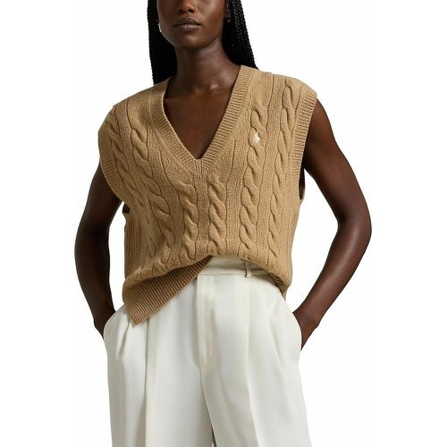 Knitted Vest Top in Wool/Cashmere with Chest Logo and V-Neck - Polo Ralph Lauren - Modalova