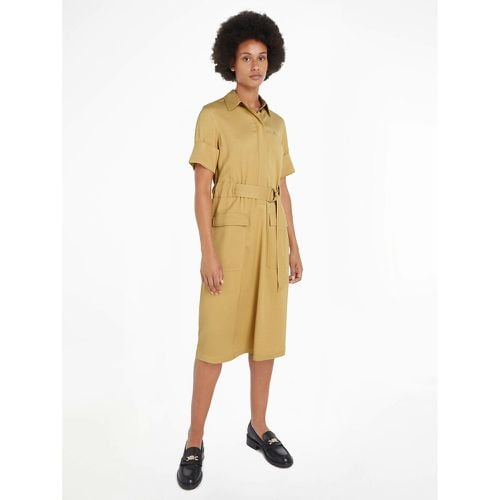 Loose Fit Polo Dress with Tie-Waist and Short Sleeves - Tommy Hilfiger - Modalova