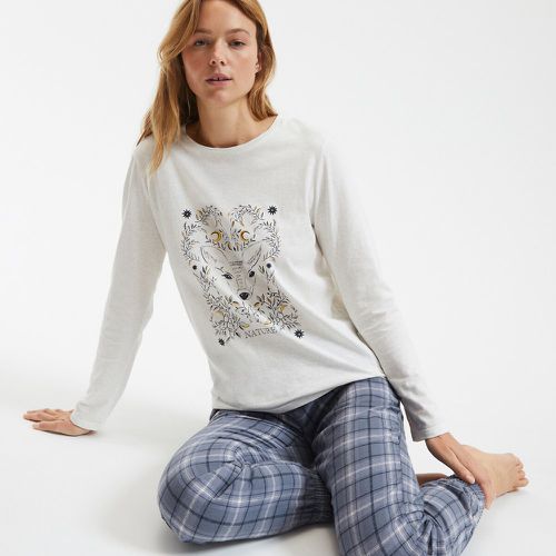 Cotton Pyjamas with Printed Top/Checked Bottoms - SO'HOME - Modalova