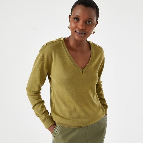 Wool Blend Jumper in Fine Knit with V-Neck - Anne weyburn - Modalova