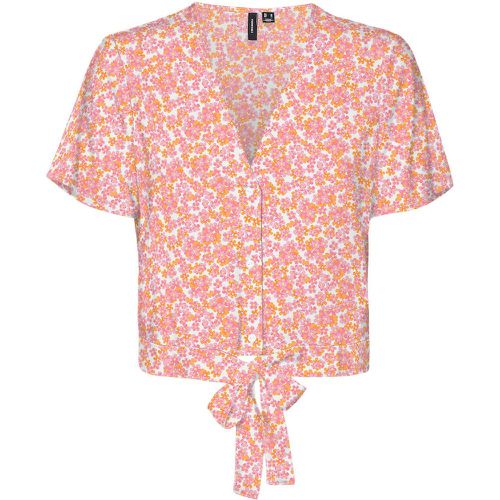 Floral Short Blouse with Tie-Hem - Vero Moda - Modalova