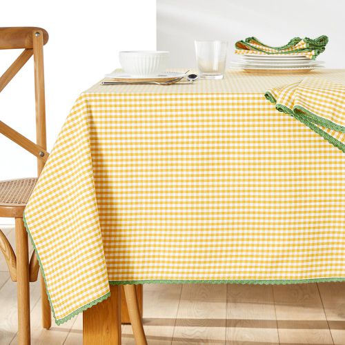 Trattoria Dyed Woven Gingham Pattern Cotton and Linen Tablecloth - LA REDOUTE INTERIEURS - Modalova