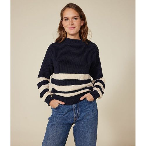 Breton Striped Cotton Jumper in Chunky Knit with High Neck - PETIT BATEAU - Modalova