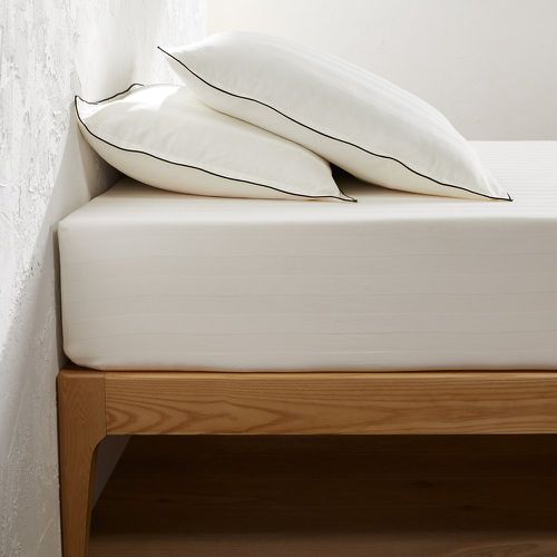 Victor Striped 100% Washed Cotton Satin 300 Thread Count Fitted Sheet - LA REDOUTE INTERIEURS - Modalova