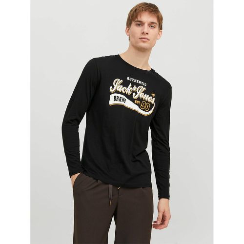 Jjelogo Cotton T-Shirt with Crew Neck and Long Sleeves - jack & jones - Modalova