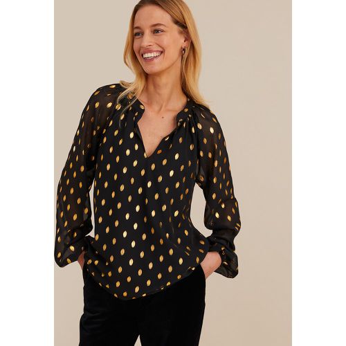 Polka Dot Blouse with V-Neck and Long Sleeves - Anne weyburn - Modalova