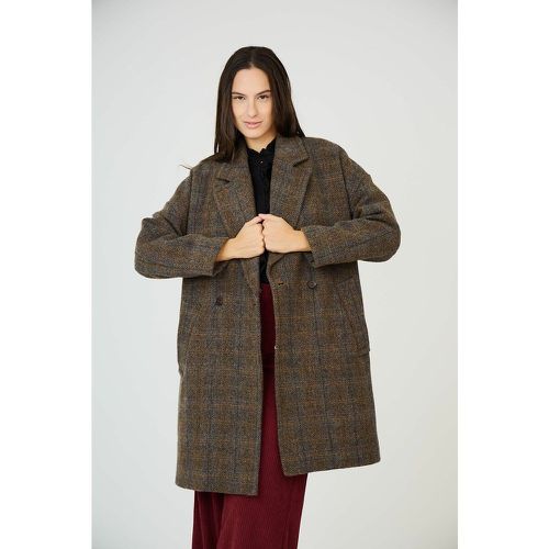 Wool Mid-Length Coat in Check Print with Tailored Collar - SEE U SOON - Modalova