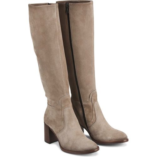 Suede Knee-High Boots with Pointed Toe and Block Heel - MJUS - Modalova