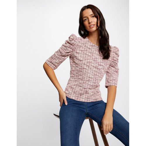 Checked T-Shirt with Gathered Puff Sleeves - Morgan - Modalova