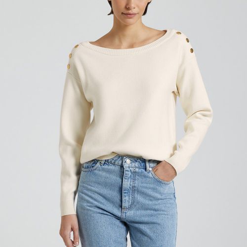 Boat Neck Jumper with Button Detail - Vila - Modalova