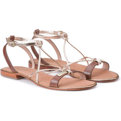 Hirondel Metallic Leather Sandals with Cross-Strap - LES TROPEZIENNES PAR M BELARBI - Modalova