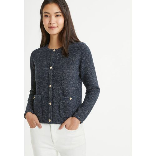 Buttoned Crew Neck Cardigan in Fine Knit - Anne weyburn - Modalova