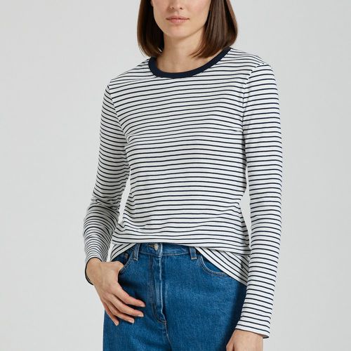 Striped Organic Cotton T-Shirt with Crew Neck and Long Sleeves - PETIT BATEAU - Modalova