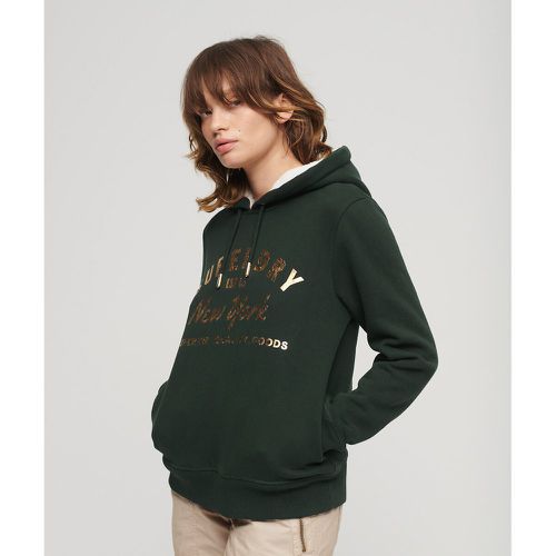 Metallic Logo Print Hoodie in Cotton Mix - Superdry - Modalova