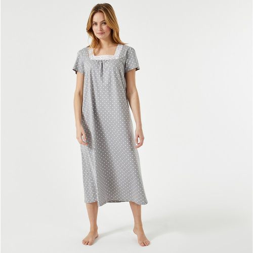 Polka Dot Long Nightdress in Cotton with Macramé Details - Anne weyburn - Modalova