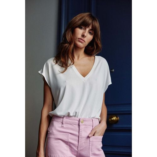 Marcellina Bis T-Shirt with V-Neck in Cotton Mix - LA PETITE ETOILE - Modalova